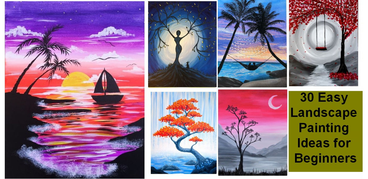 30 Easy Landscape Painting Ideas for Beginners, Easy Acrylic Painting – Silvia  Home Craft