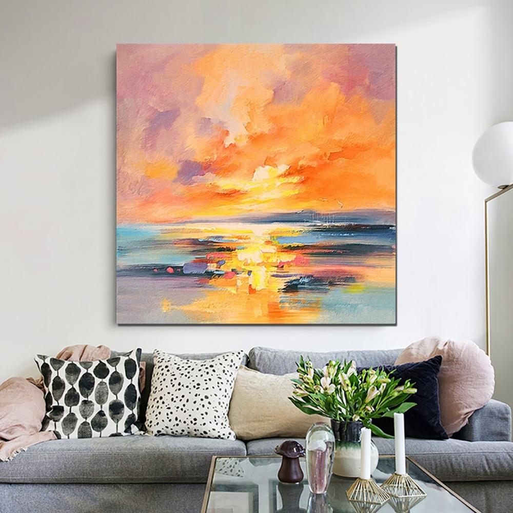 Acrylic Paintings on Canvas, Large Paintings Behind Sofa, Large Painti –  Silvia Home Craft