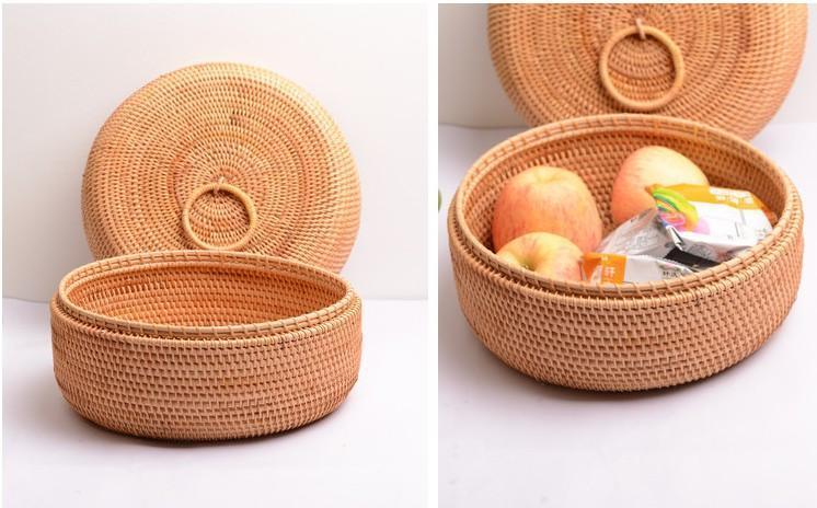 Woven Basket with Handle, Vietnam Traditional Handmade Rattan