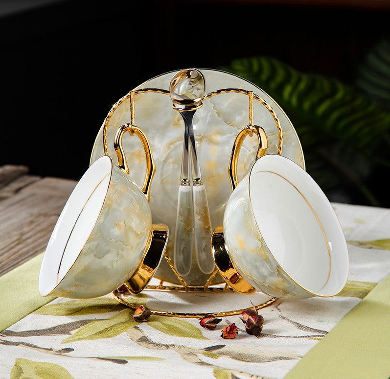 Elegant Purple Ceramic Cups, Unique Coffee Cup and Saucer in Gift Box