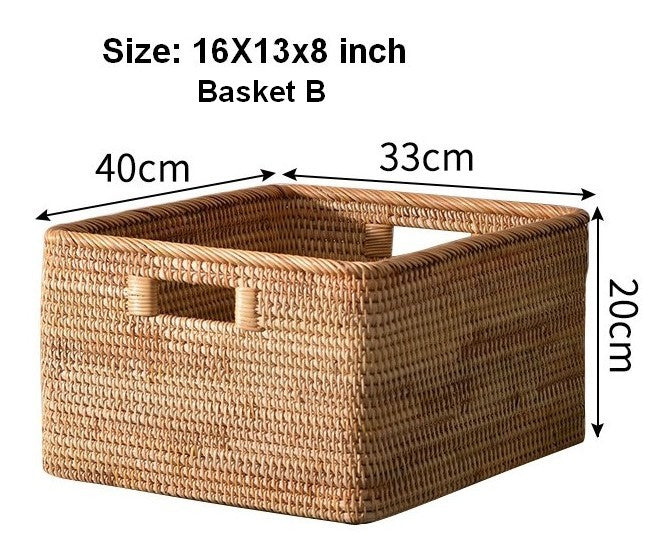 Rectangular Storage Basket with Lid, Rattan Basket, Storage Basket for –  Silvia Home Craft