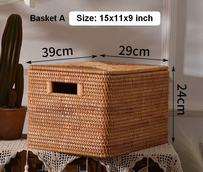 Oversized Rattan Storage Basket, Extra Large Rectangular Storage Baske –  Silvia Home Craft