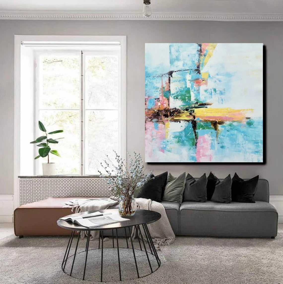 Living Room Abstract Paintings, Hand Painted Canvas Paintings, Heavy T –  Silvia Home Craft