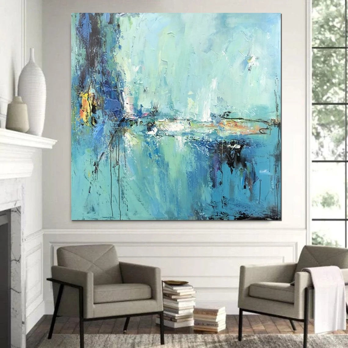 Abstract Artwork Square Wall Art Modern Palette Knife Oversize Hand Painted  Extra Large Acrylic Colorful Painting