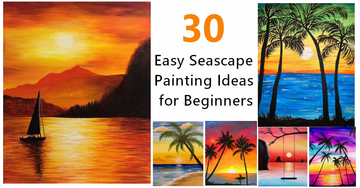 30 Easy Seascape Painting Ideas for Beginners, Easy Sunrise Paintings ...