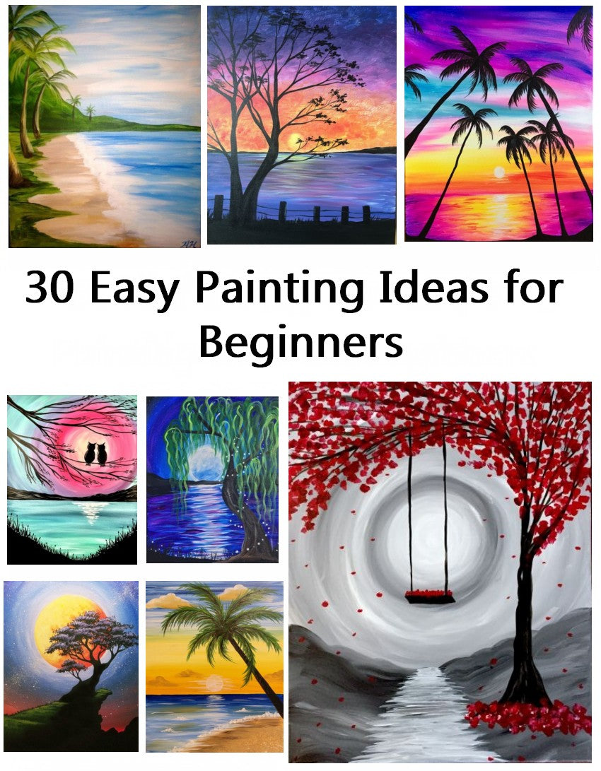 30 Easy Landscape Painting Ideas for Beginners, Simple Canvas Painting ...