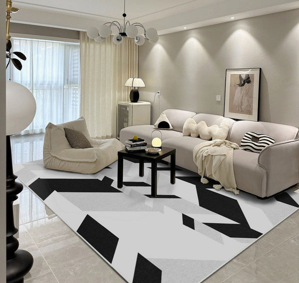 Contemporary Area Rugs for Bedroom, Living Room Modern Rugs, Modern Living Room Rug Placement Ideas-Silvia Home Craft