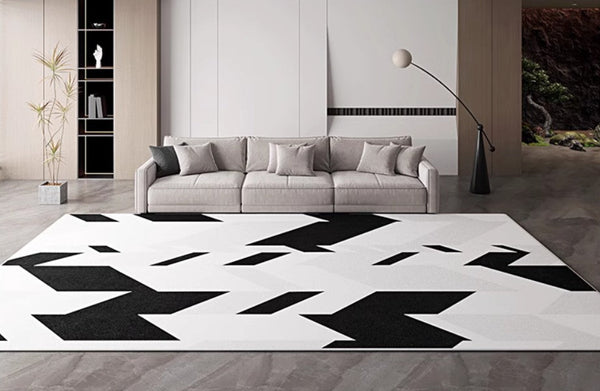 Contemporary Area Rugs for Bedroom, Living Room Modern Rugs, Modern Living Room Rug Placement Ideas-Silvia Home Craft