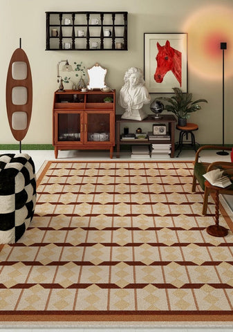 Abstract Geometric Modern Rugs, Dining Room Floor Carpets, Contemporary Modern Rugs for Bedroom, Mid Century Modern Rugs for Living Room-Silvia Home Craft