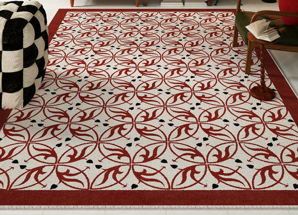 Dining Room Abstract Floor Rugs, Contemporary Area Rugs Next to Bed, Mid Century Flower Pattern Modern Rugs under Coffee Table-Silvia Home Craft