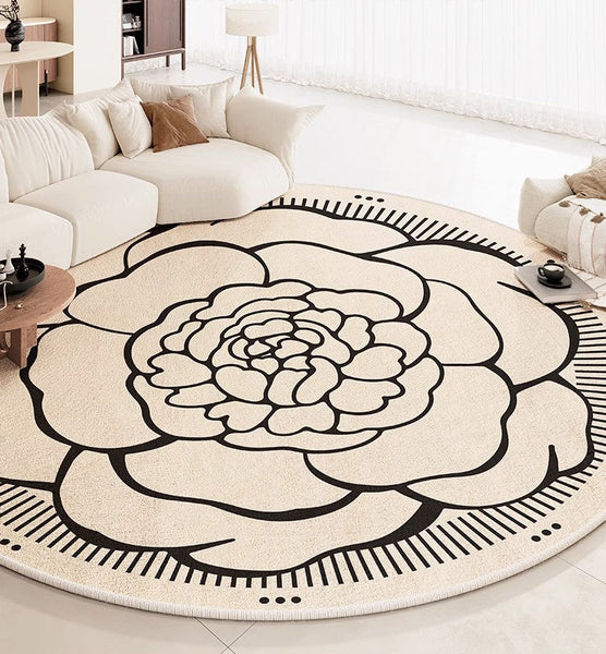 Modern Rug Ideas for Living Room, Bedroom Modern Round Rugs, Dining Room Contemporary Round Rugs, Circular Modern Rugs under Chairs-Silvia Home Craft