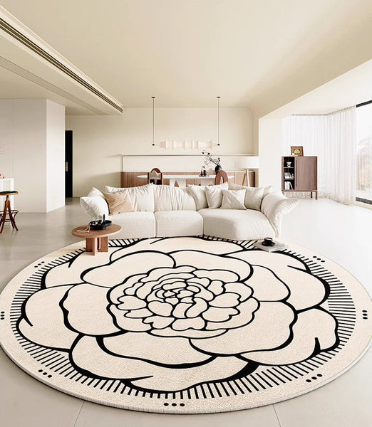 Modern Rug Ideas for Living Room, Bedroom Modern Round Rugs, Dining Room Contemporary Round Rugs, Circular Modern Rugs under Chairs-Silvia Home Craft