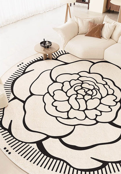 Modern Rug Ideas for Living Room, Bedroom Modern Round Rugs, Dining Room Contemporary Round Rugs, Circular Modern Rugs under Chairs-Silvia Home Craft