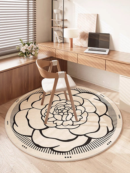 Modern Rug Ideas for Living Room, Bedroom Modern Round Rugs, Dining Room Contemporary Round Rugs, Circular Modern Rugs under Chairs-Silvia Home Craft