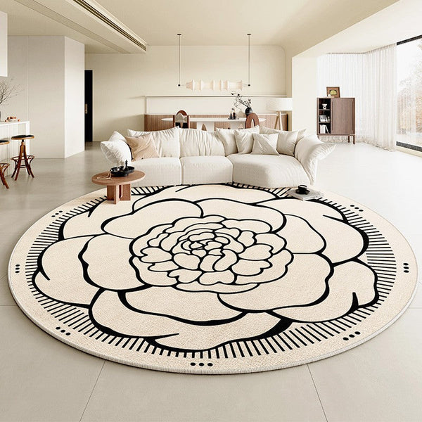 Modern Rug Ideas for Living Room, Bedroom Modern Round Rugs, Dining Room Contemporary Round Rugs, Circular Modern Rugs under Chairs-Silvia Home Craft