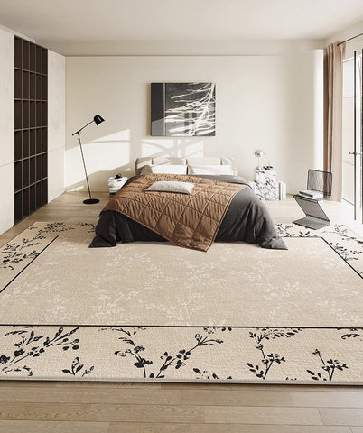 Large Modern Rugs for Sale, Dining Room Modern Rugs, Contemporary Floor Carpets for Living Room, Flower Pattern Geometric Modern Rugs in Bedroom-Silvia Home Craft