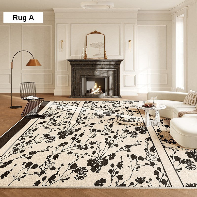 Modern Rugs for Living Room, French Style Modern Rugs for Bedroom, Flower Pattern Modern Rugs for Interior Design, Contemporary Modern Rugs under Dining Room Table-Silvia Home Craft