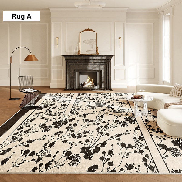 Modern Rugs for Living Room, French Style Modern Rugs for Bedroom, Flower Pattern Modern Rugs for Interior Design, Contemporary Modern Rugs under Dining Room Table-Silvia Home Craft