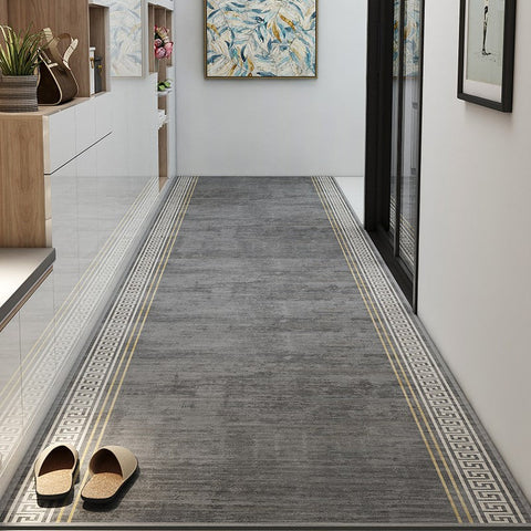 Long Hallway Runners, Extra Long Narrow Runner Rugs, Washable Entrance Hallway Grey Runners, Modern Long Hallway Runners, Kitchen Runner Rugs, Stain-resistant Non Slip Entryway Runner Rugs-Silvia Home Craft