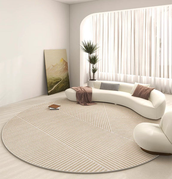 Modern Rugs for Dining Room, Circular Modern Rugs for Bedroom, Contemporary Round Rugs, Geometric Modern Rug Ideas for Living Room-Silvia Home Craft