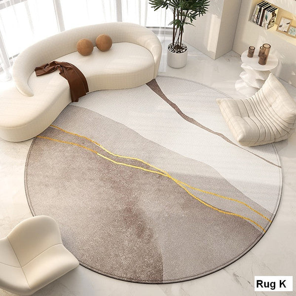 Geometric Round Rugs for Dining Room, Modern Area Rugs for Bedroom, Circular Modern Rugs under Chairs, Contemporary Modern Rug for Living Room-Silvia Home Craft