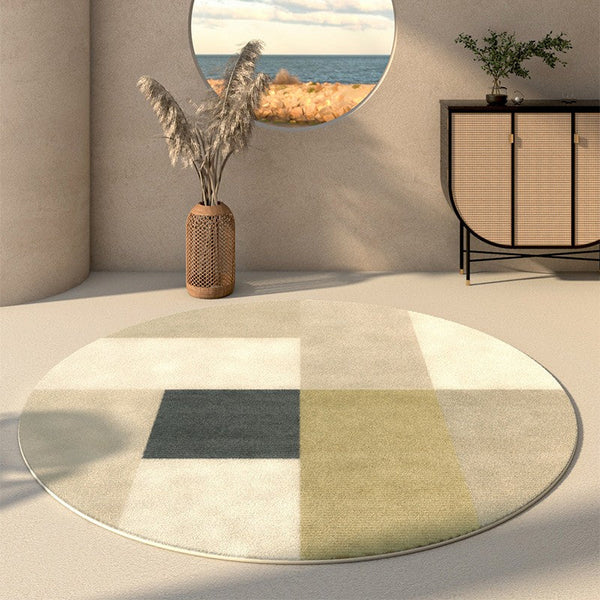 Large Floor Carpets for Dining Room, Modern Round Carpets for Living Room, Round Rugs Next to Bed, Bathroom Modern Rugs, Entryway Circular Rugs-Silvia Home Craft