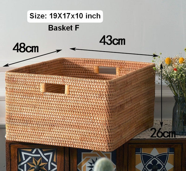 Laundry Storage Baskets, Rattan Storage Baskets for Kitchen, Storage Basket for Shelves, Kitchen Storage Basket, Storage Baskets for Bathroom-Silvia Home Craft