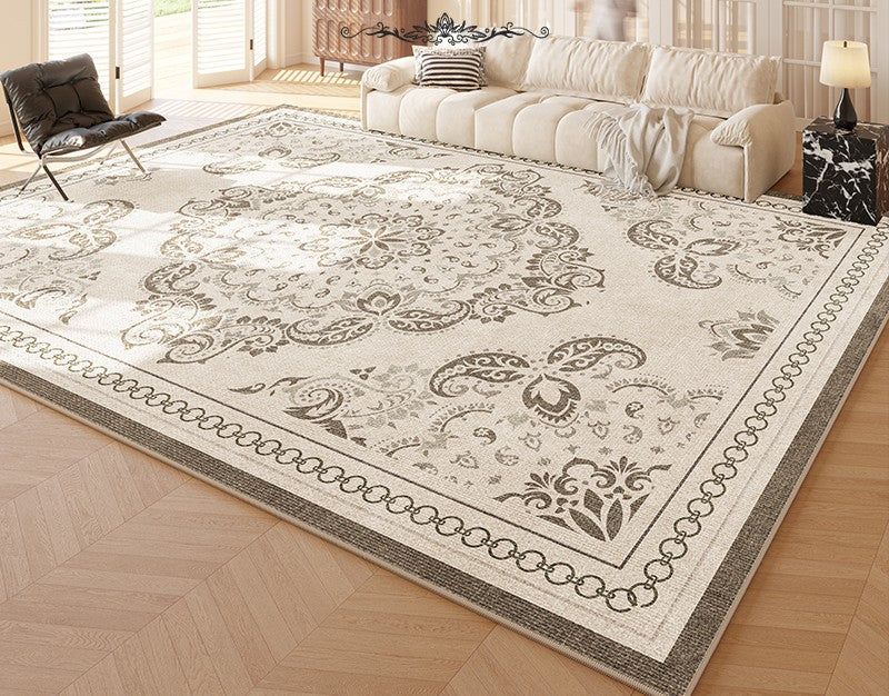 Modern Rugs for Living Room, Large Modern Rugs for Bedroom, Flower Pattern Area Rugs under Coffee Table, Contemporary Rugs for Dining Room-Silvia Home Craft