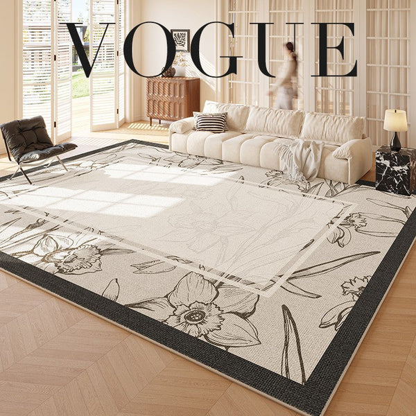 Unique Modern Rugs for Living Room, Large Modern Rugs for Bedroom, Flower Pattern Area Rugs under Coffee Table, Contemporary Modern Rugs for Dining Room-Silvia Home Craft