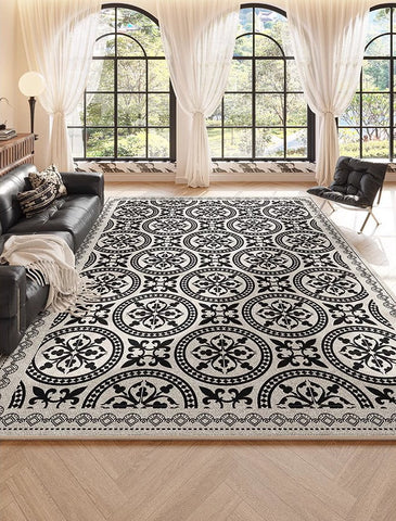 Contemporary Area Rugs for Bedroom, Abstract Floor Carpets for Dining Room, Modern Living Room Rug Placement Ideas, Living Room Modern Rugs-Silvia Home Craft