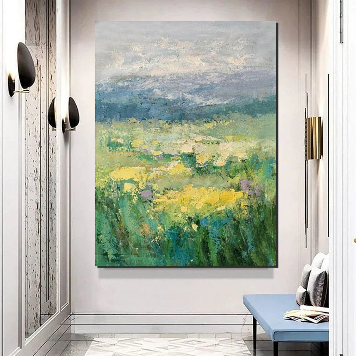 Large Acrylic Paintings for Bedroom, Abstract Landscape Painting, Bedroom Wall Art Paintings, Heavy Texture Canvas Art, Landscape Paintings for Living Room-Silvia Home Craft