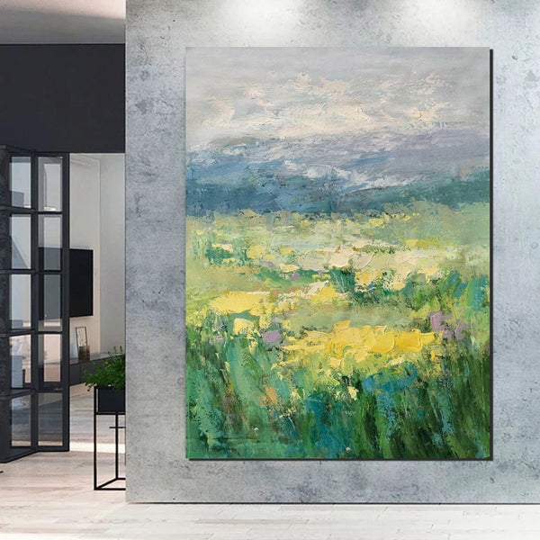 Large Acrylic Paintings for Bedroom, Abstract Landscape Painting, Bedroom Wall Art Paintings, Heavy Texture Canvas Art, Landscape Paintings for Living Room-Silvia Home Craft