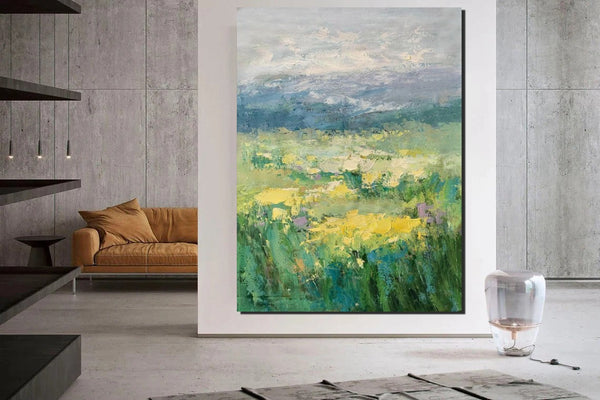 Large Acrylic Paintings for Bedroom, Abstract Landscape Painting, Bedroom Wall Art Paintings, Heavy Texture Canvas Art, Landscape Paintings for Living Room-Silvia Home Craft