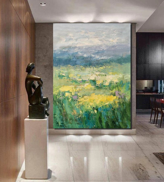 Large Acrylic Paintings for Bedroom, Abstract Landscape Painting, Bedroom Wall Art Paintings, Heavy Texture Canvas Art, Landscape Paintings for Living Room-Silvia Home Craft