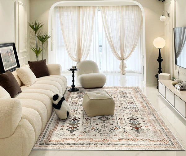 Modern Rugs for Living Room, Morocco Contemporary Rugs Next to Bed, Flower Pattern Contemporary Modern Rugs for Dining Room-Silvia Home Craft