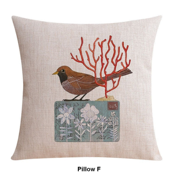 Singing Birds Decorative Throw Pillows, Love Birds Throw Pillows for Couch, Modern Sofa Decorative Pillows for Children's Room, Decorative Pillow Covers-Silvia Home Craft