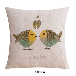 Throw Pillows for Couch, Simple Decorative Pillow Covers, Decorative Sofa Pillows for Children's Room, Love Birds Decorative Throw Pillows-Silvia Home Craft