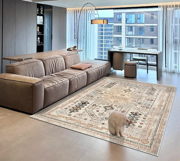 Modern Rugs for Living Room, Morocco Contemporary Rugs Next to Bed, Flower Pattern Contemporary Modern Rugs for Dining Room-Silvia Home Craft