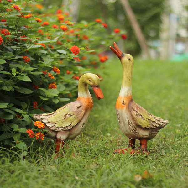 Large Duck Statues, Unique Wood Carving Statue for Garden, Creative Modern Statue for Garden Ornaments, Villa Outdoor Decor Gardening Ideas-Silvia Home Craft