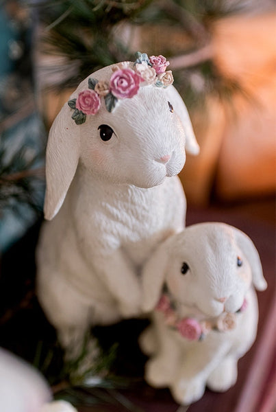 Lovely Rabbit Family Statue for Garden, Beautiful Cute Garden Courtyard Ornaments, Unique Modern Garden Sculptures, Creative Villa Outdoor Decor Gardening Ideas-Silvia Home Craft