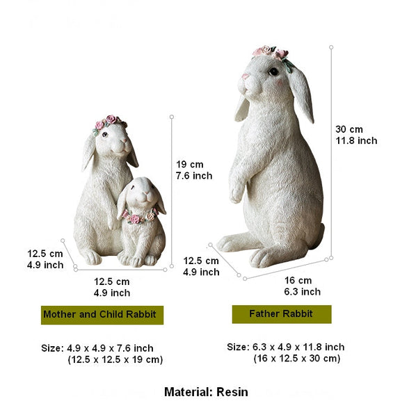 Lovely Rabbit Family Statue for Garden, Beautiful Cute Garden Courtyard Ornaments, Unique Modern Garden Sculptures, Creative Villa Outdoor Decor Gardening Ideas-Silvia Home Craft