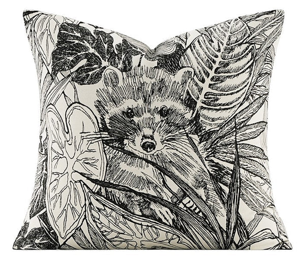 Animal Jungle Raccoon Decorative Throw Pillows for Bedroom, Large Throw Pillow for Interior Design, Contemporary Square Modern Throw Pillows for Couch-Silvia Home Craft