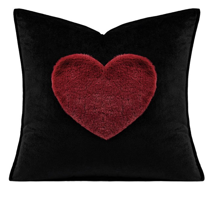 Red Heart Shape Modern Pillows for Couch, Decorative Pillow Covers, Abstract Decorative Throw Pillows for Living Room, Large Modern Sofa Pillow Cases-Silvia Home Craft