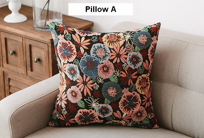 Geometric Pattern Chenille Throw Pillow for Couch, Bohemian Decorative Sofa Pillows, Decorative Throw Pillows for Living Room-Silvia Home Craft