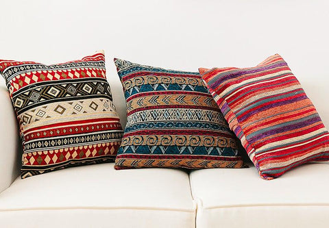 Oriental Throw Pillow for Couch, Bohemian Decorative Sofa Pillows, Geometric Pattern Chenille Throw Pillows-Silvia Home Craft