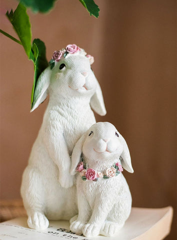 Lovely Rabbit Family Statue for Garden, Beautiful Cute Garden Courtyard Ornaments, Unique Modern Garden Sculptures, Creative Villa Outdoor Decor Gardening Ideas-Silvia Home Craft