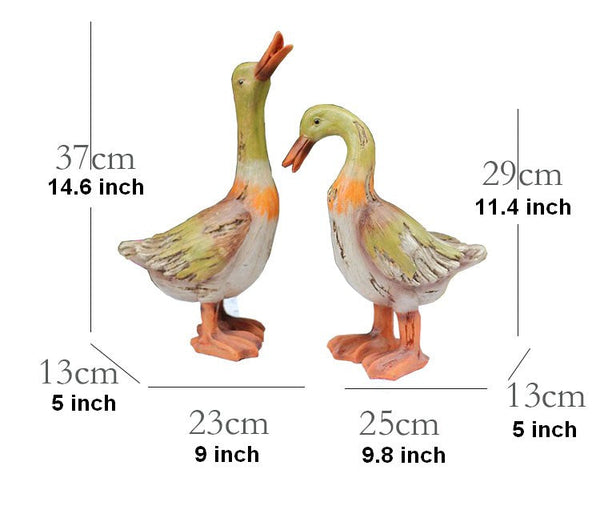 Large Duck Statues, Unique Wood Carving Statue for Garden, Creative Modern Statue for Garden Ornaments, Villa Outdoor Decor Gardening Ideas-Silvia Home Craft