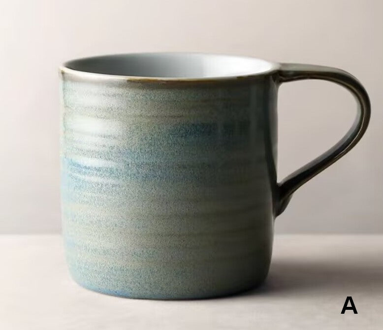 Creative Handmade Coffee Mugs, Blue Green Black Ceramic Coffee Mugs, Large Modern Handmade Pottery Coffee Cup, Large Capacity Coffee Mugs-Silvia Home Craft