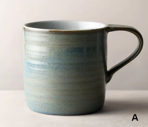 Blue Green Black Ceramic Coffee Mugs, Creative Handmade Coffee Mugs, Large Modern Handmade Pottery Coffee Cup, Large Capacity Coffee Mugs-Silvia Home Craft