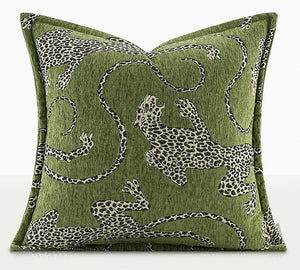 Green Decorative Pillow Covers, Large Modern Sofa Pillow Cases, Cheetah Modern Pillows for Couch, Abstract Decorative Throw Pillows for Living Room-Silvia Home Craft